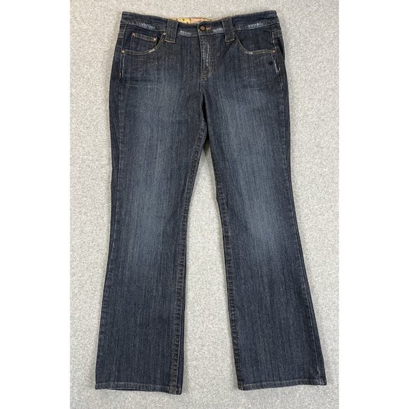 Kristian Alphonse Fleur de Lis Jeans Women’s 16 Bootcut Stretch Dark Wash Denim - Picture 1 of 16